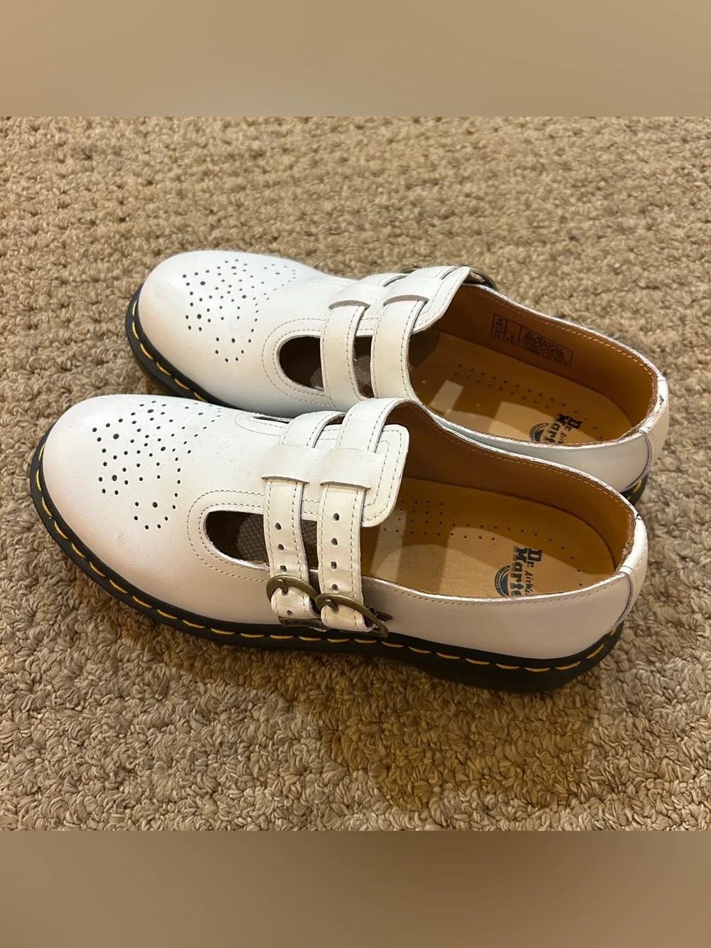 White Dr. Martens Mary Jane Shoes